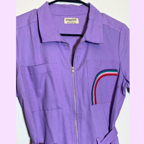 Organic Cotton Sugarhill Brighton Billy Boilersuit Lilac with Rainbow 🌈 UK 10 - Picture 4 of 5